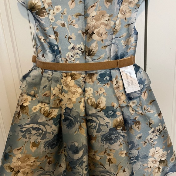 Abel & Lula Floral Blue Mikado Dress NWT size 4 - Picture 6 of 6